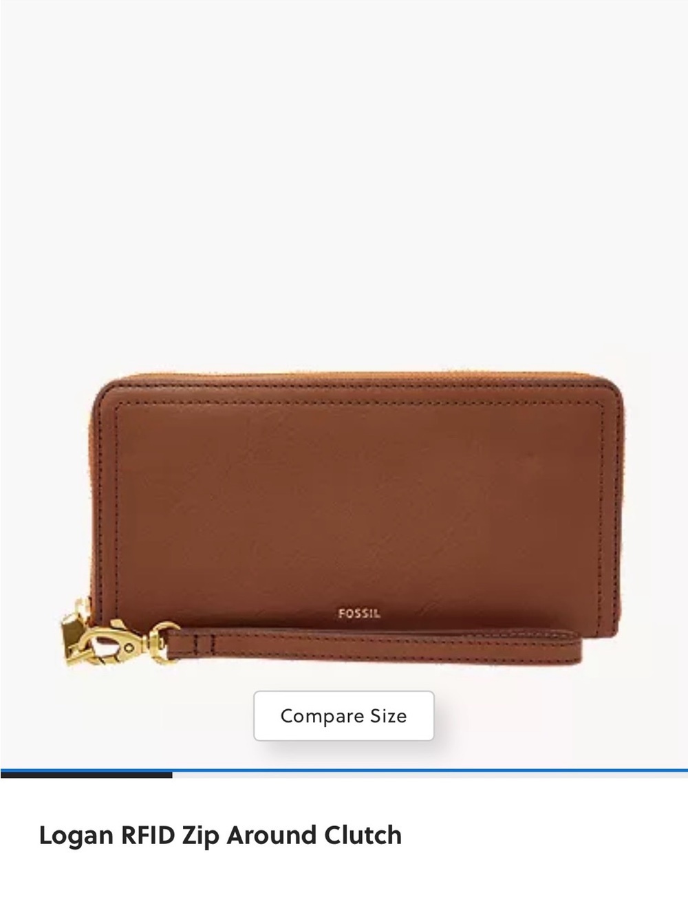 Fossil Brown Zip-Around Wristlet Clutch